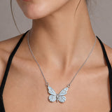 Luminous Butterfly Necklace - Ice Blue