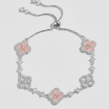 Clover Charm Bracelet - Pink silver