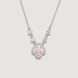 Clover Charm Necklace – Pink silver